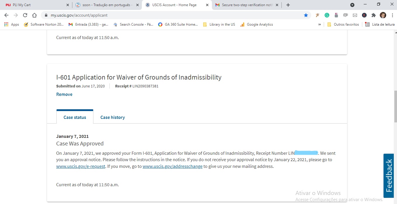 Waiver aprovado e visto IW-1 liberado