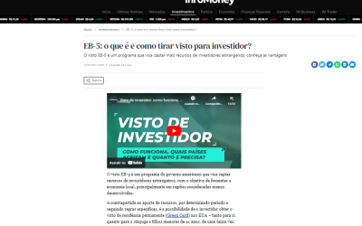 Visto EB5 George Cunha na Infomoney