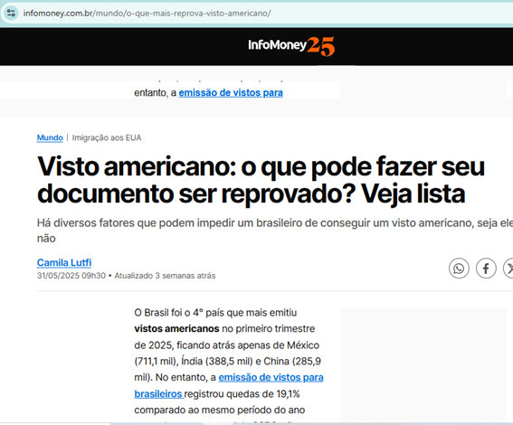 Visto EB5 George Cunha na Infomoney 2025